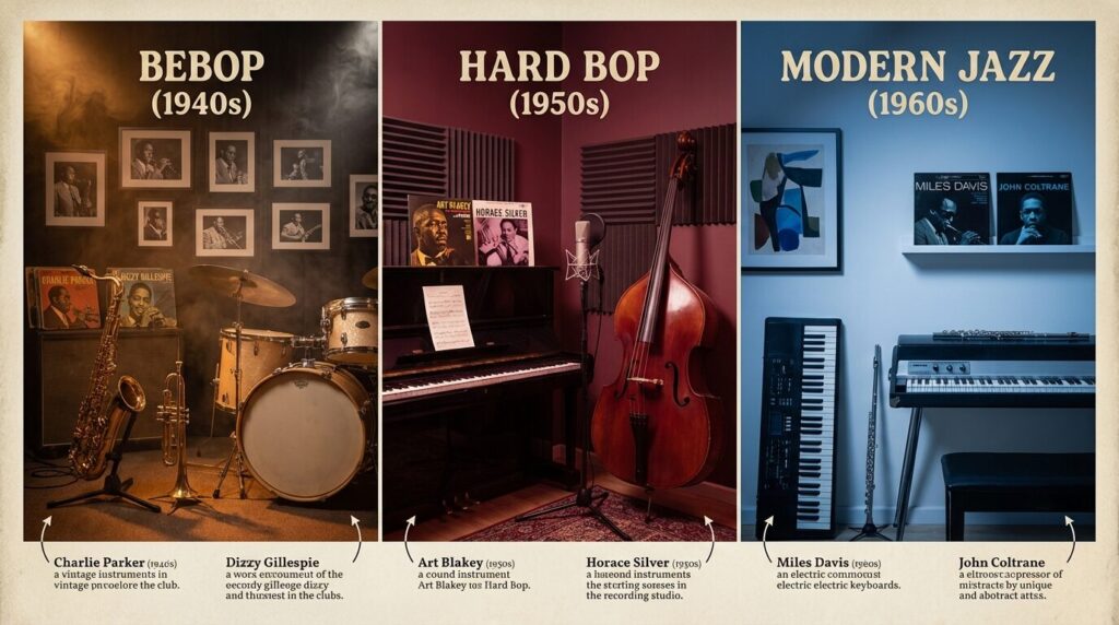 ビバップとハードバップ、モダンジャズの違い