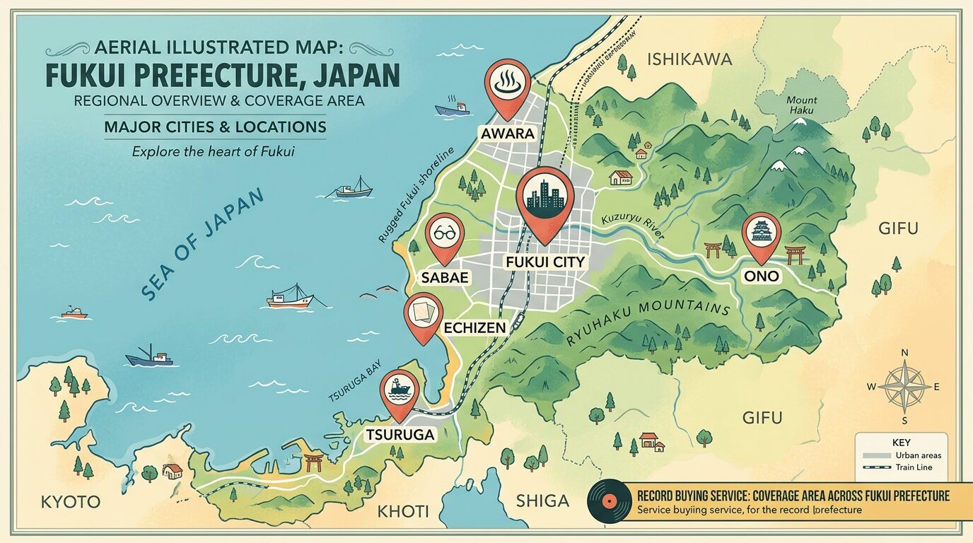 福井県内のレコード買取対応エリア一覧