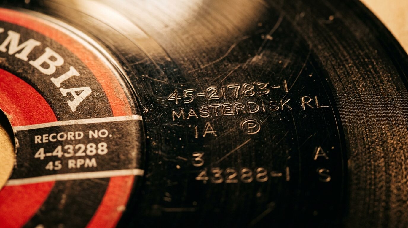 状態の異なる4枚のレコードを比較した写真