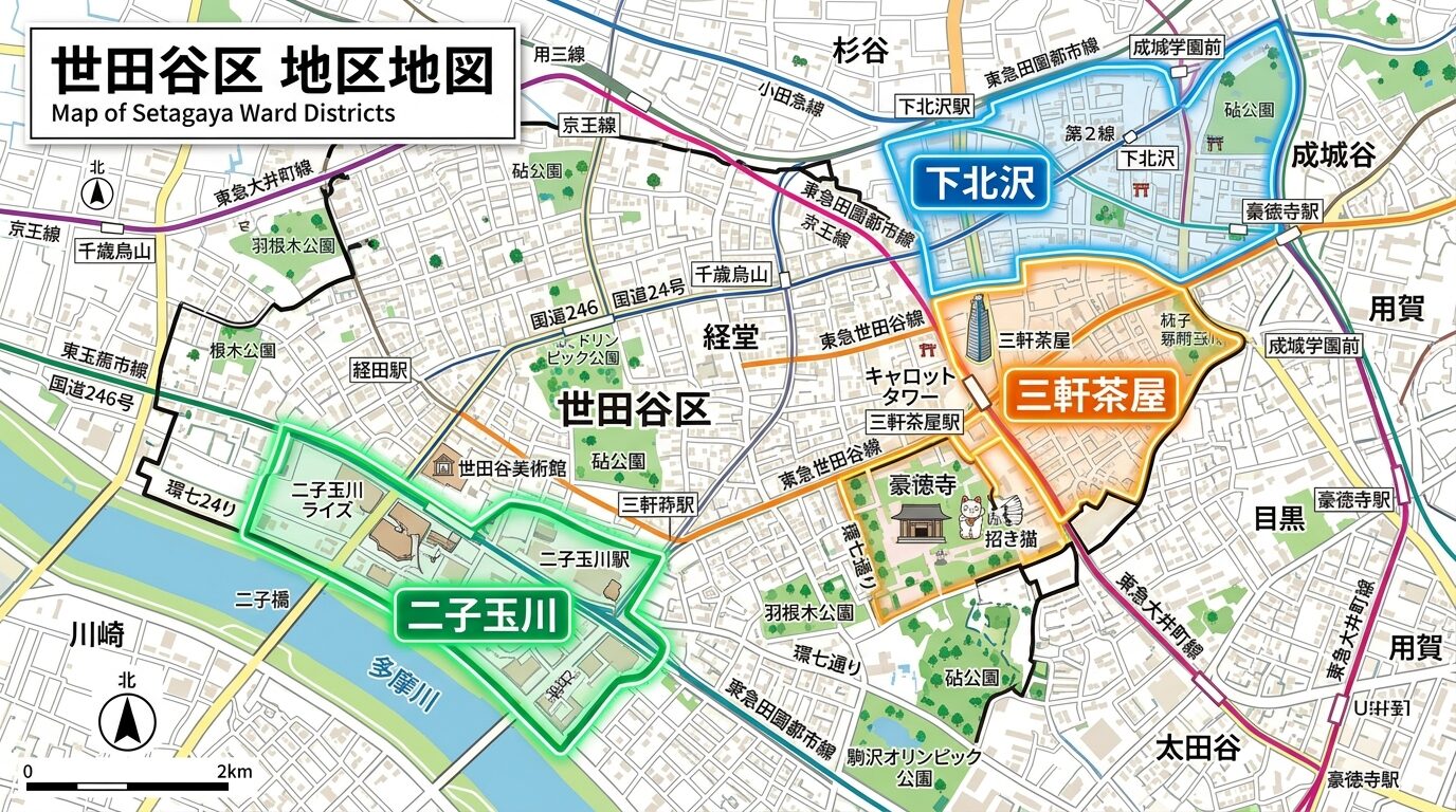 世田谷区のエリア別買取店マップ