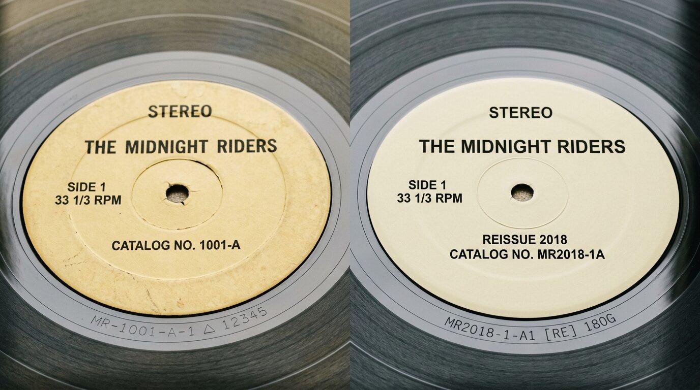 オリジナル盤と再発盤のレーベル比較