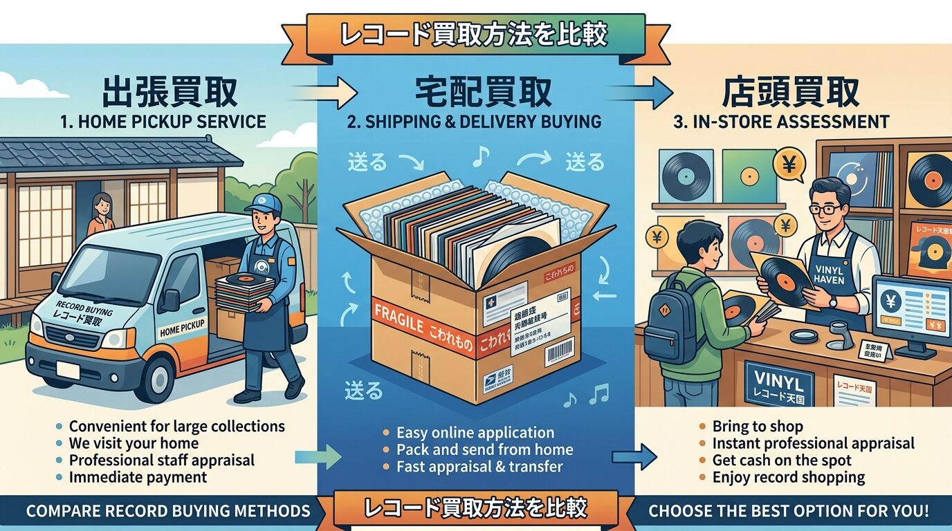レコード買取の出張・宅配・店頭の比較