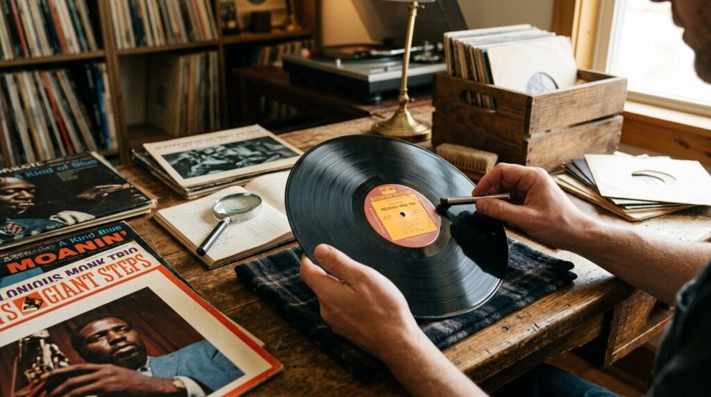 レコード査定の様子｜専門スタッフが丁寧に鑑定