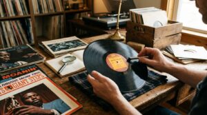 レコード査定の様子｜専門スタッフが丁寧に鑑定