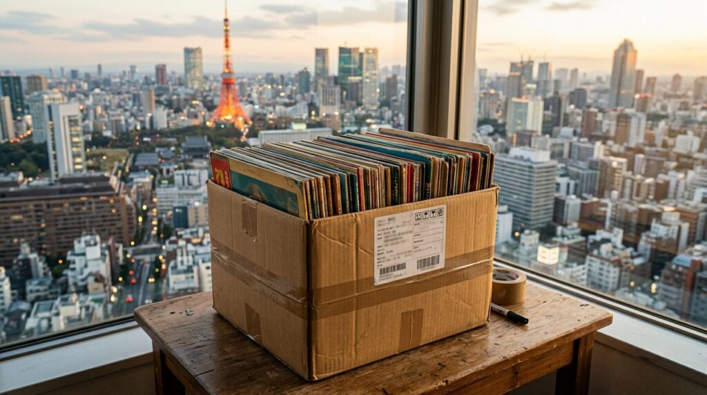 東京から宅配買取に出すレコードの梱包イメージ