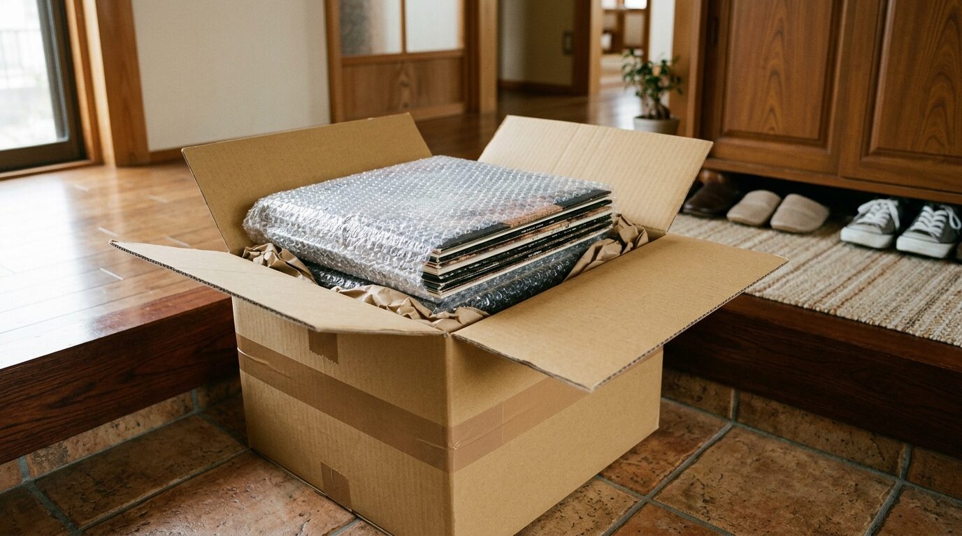 宅配買取で送るレコードの梱包イメージ