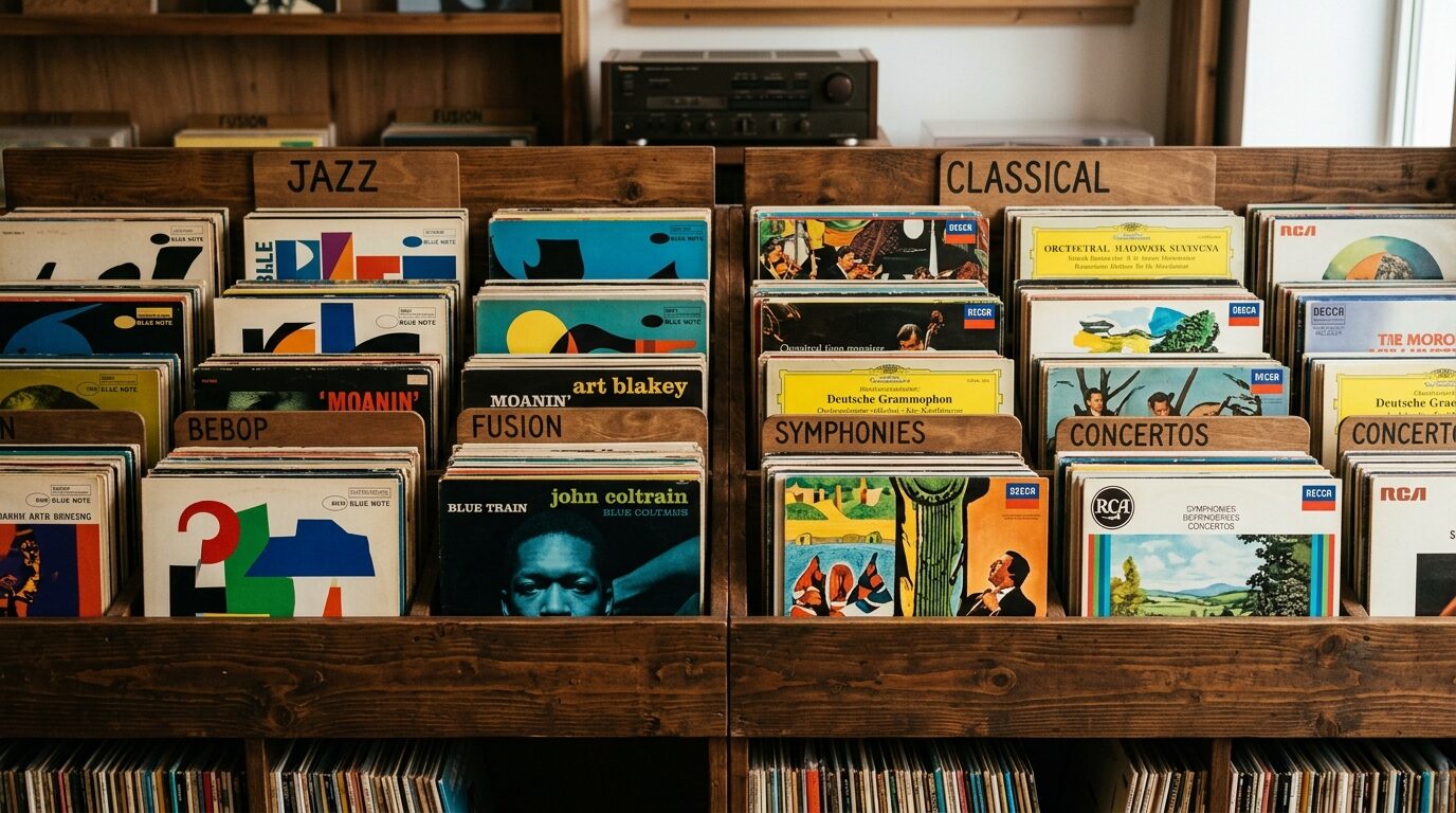 ジャンル別に整理された買取相場表用レコード