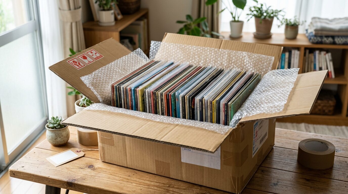 大分から宅配買取でレコードを送るイメージ