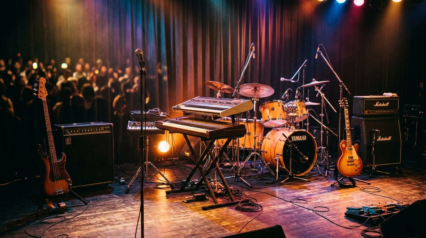 1980年代シティポップバンドのステージ