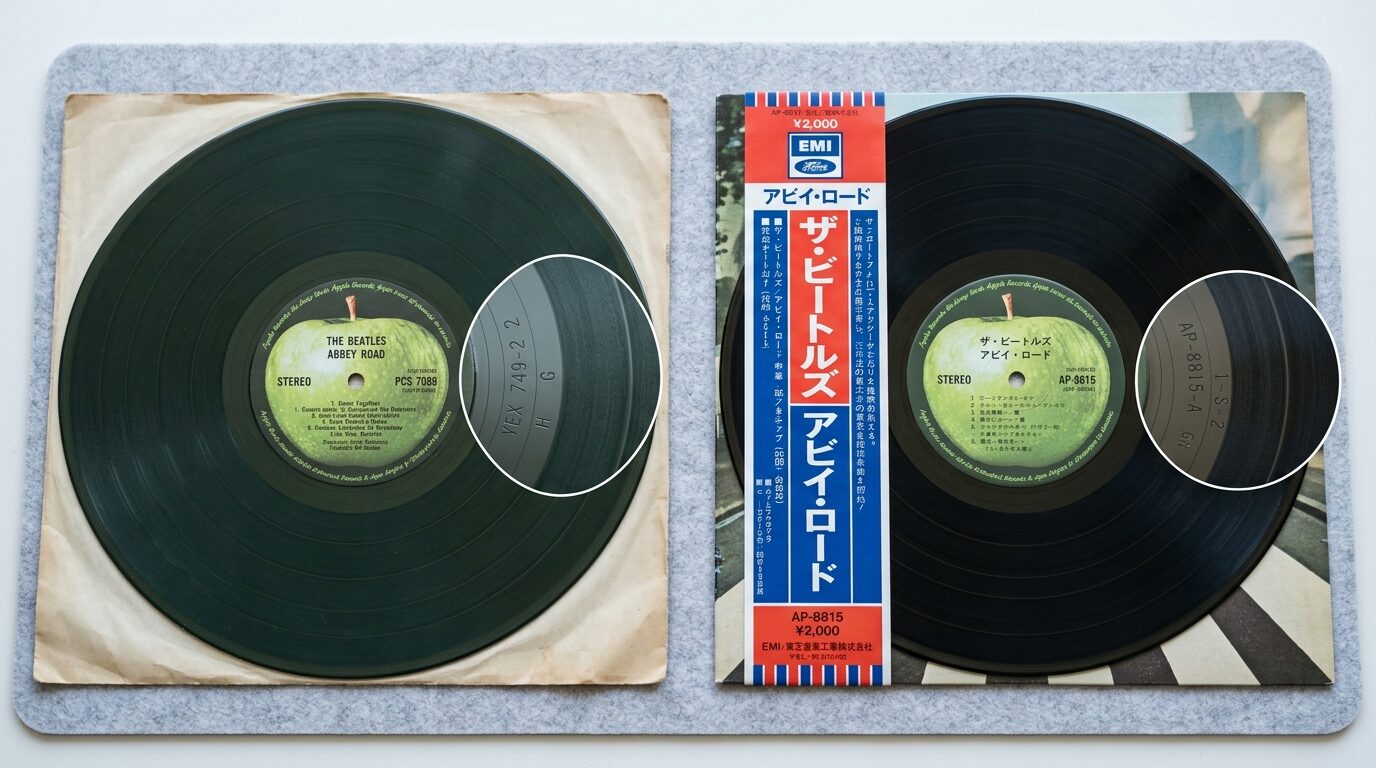 UK盤と国内盤帯付きレコードの比較
