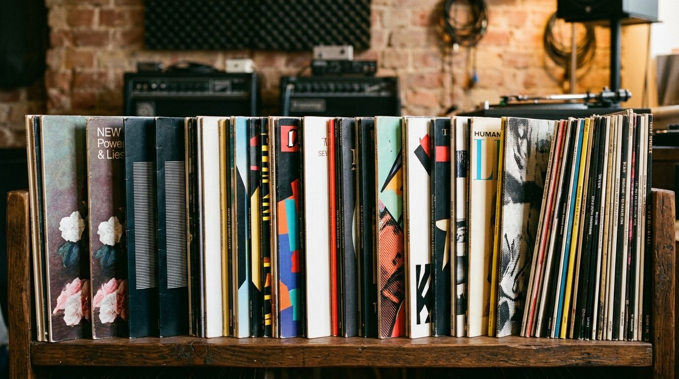 ニュー・オーダーのLP・12インチシングル並べた様子