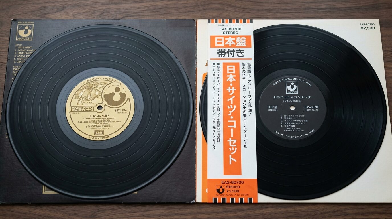 UK盤と国内盤・ROCK AGE帯付きレコードの比較
