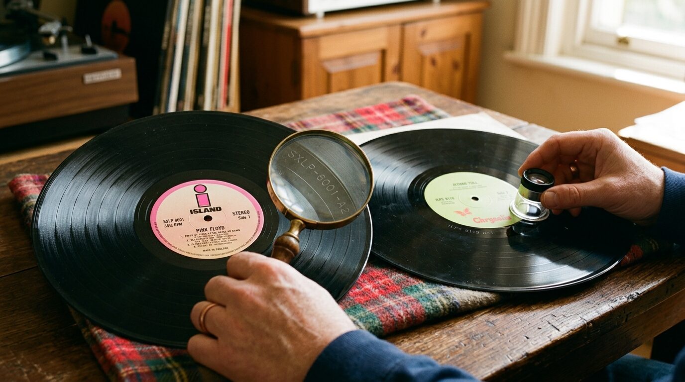 UK初回盤のレーベルとマトリックス番号の確認