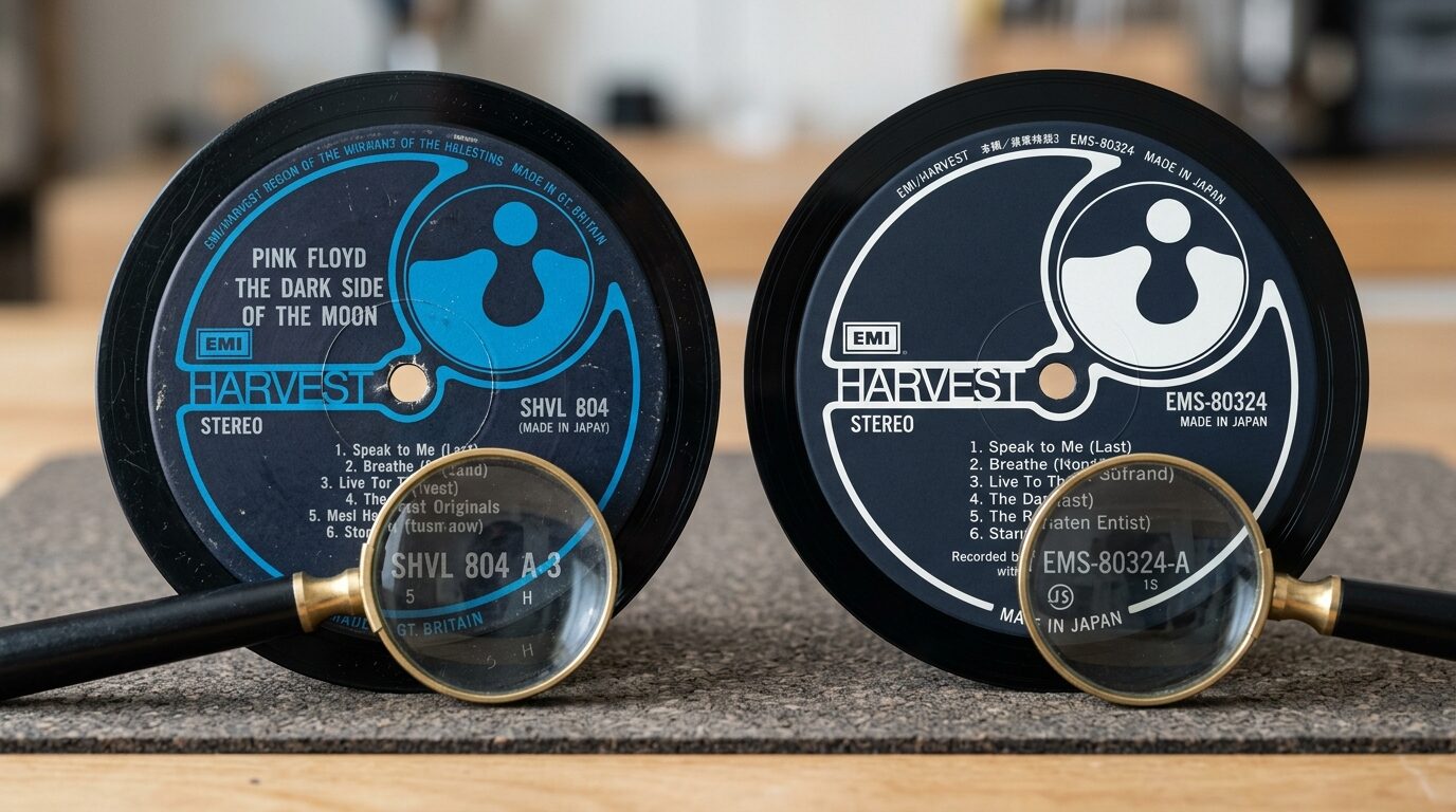 オリジナル盤と再発盤のラベル比較