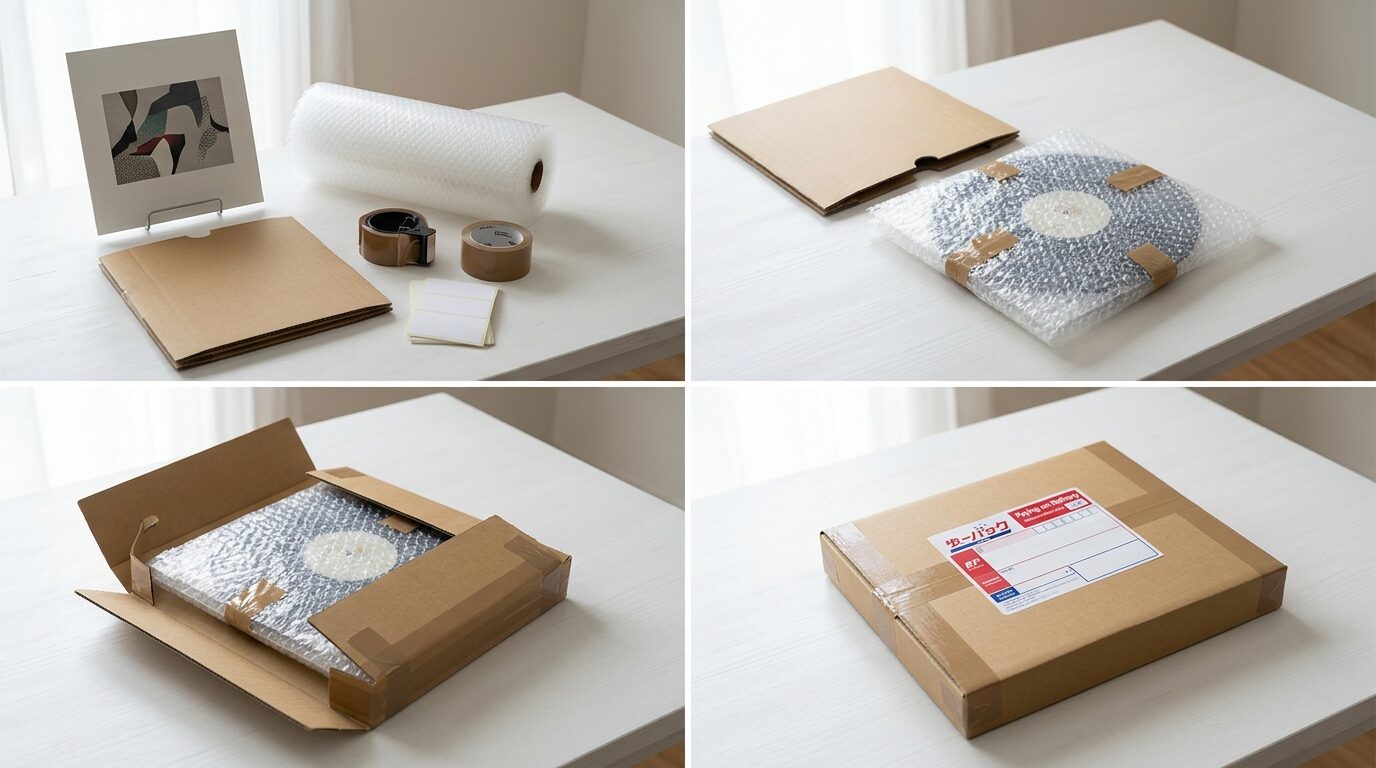 ゆうパック着払いでレコードを発送するための梱包手順