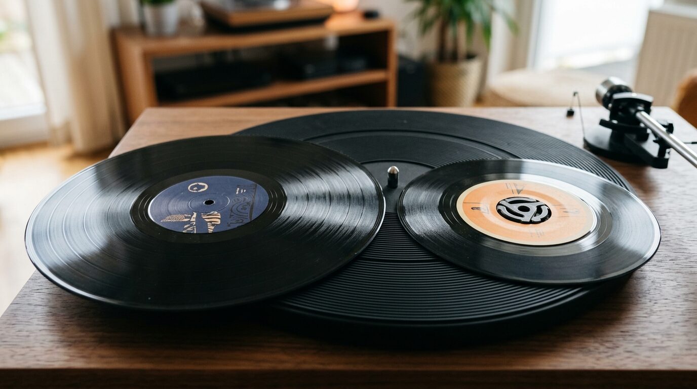 LP盤とシングル盤の比較イメージ