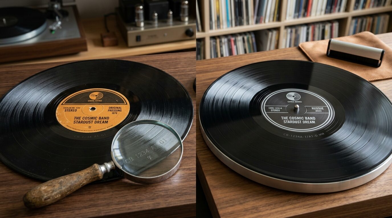 オリジナルプレス盤と再発盤のレーベル比較