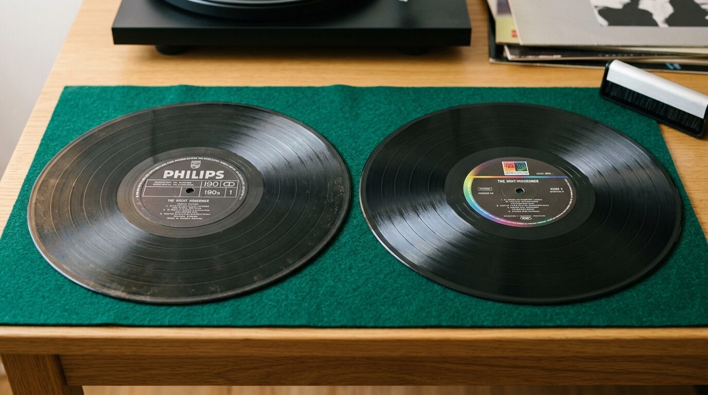 オリジナル盤と再発盤のラベル比較