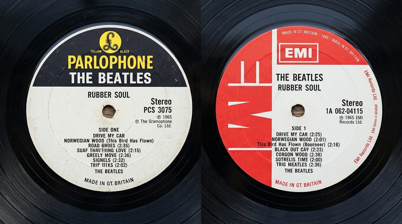 オリジナル盤と再発盤のレーベル比較