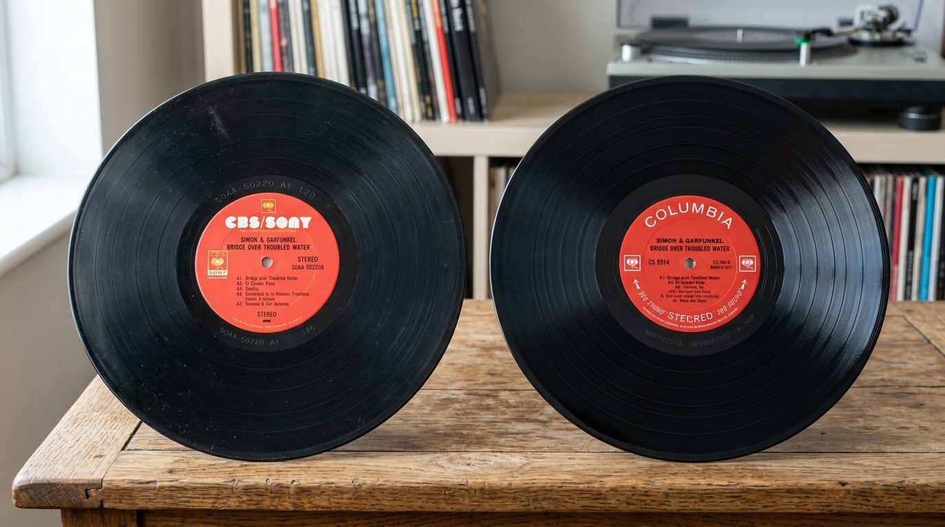 オリジナル盤と再発盤のレコードラベル比較