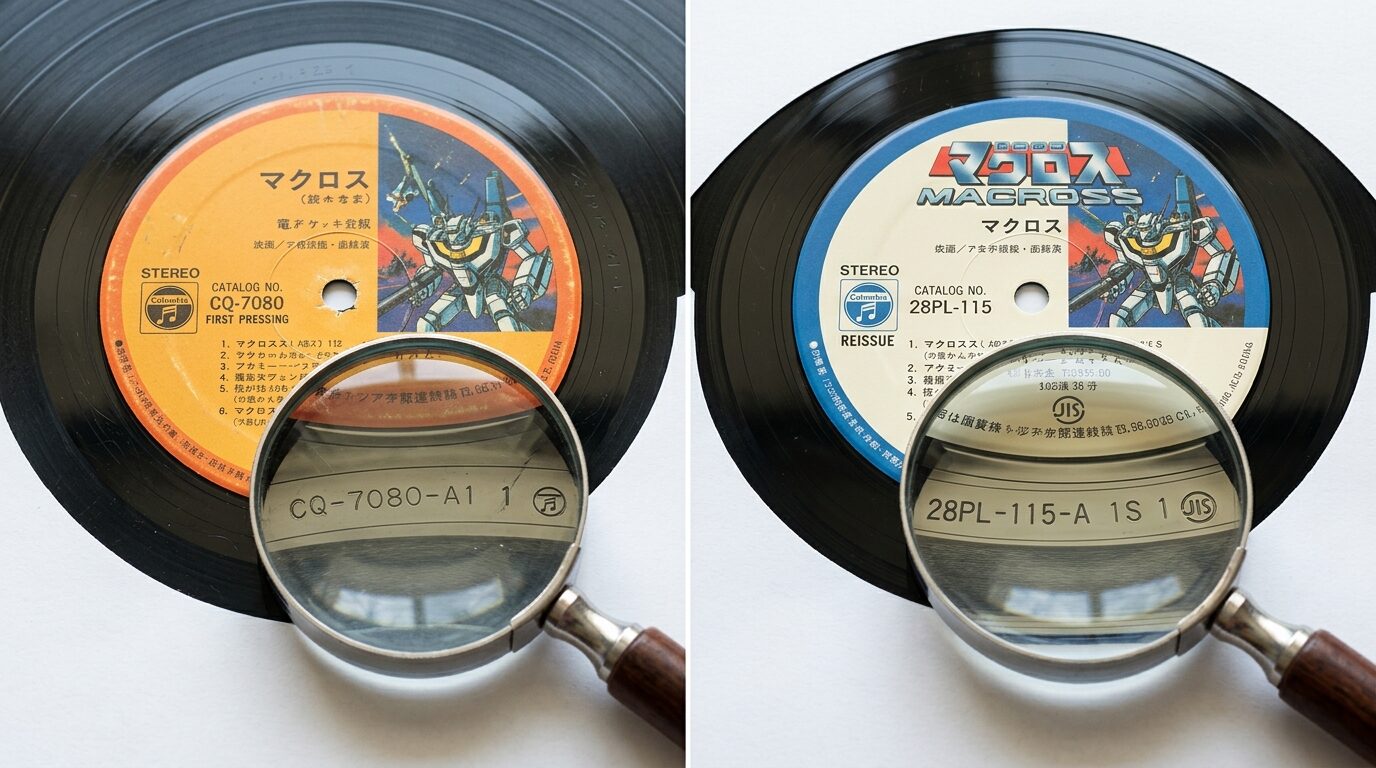 アニメレコードのオリジナル盤と再発盤の比較イメージ