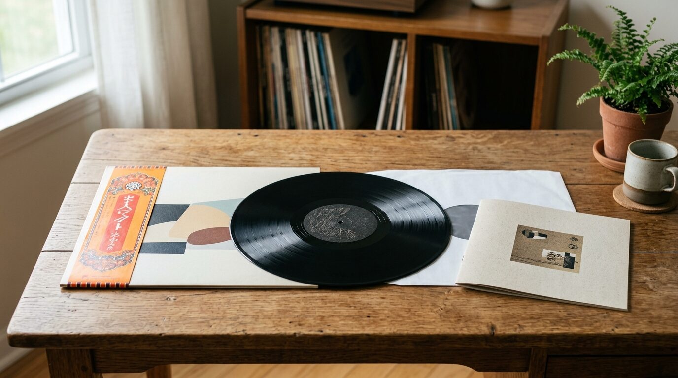 帯付きレコードと付属品イメージ