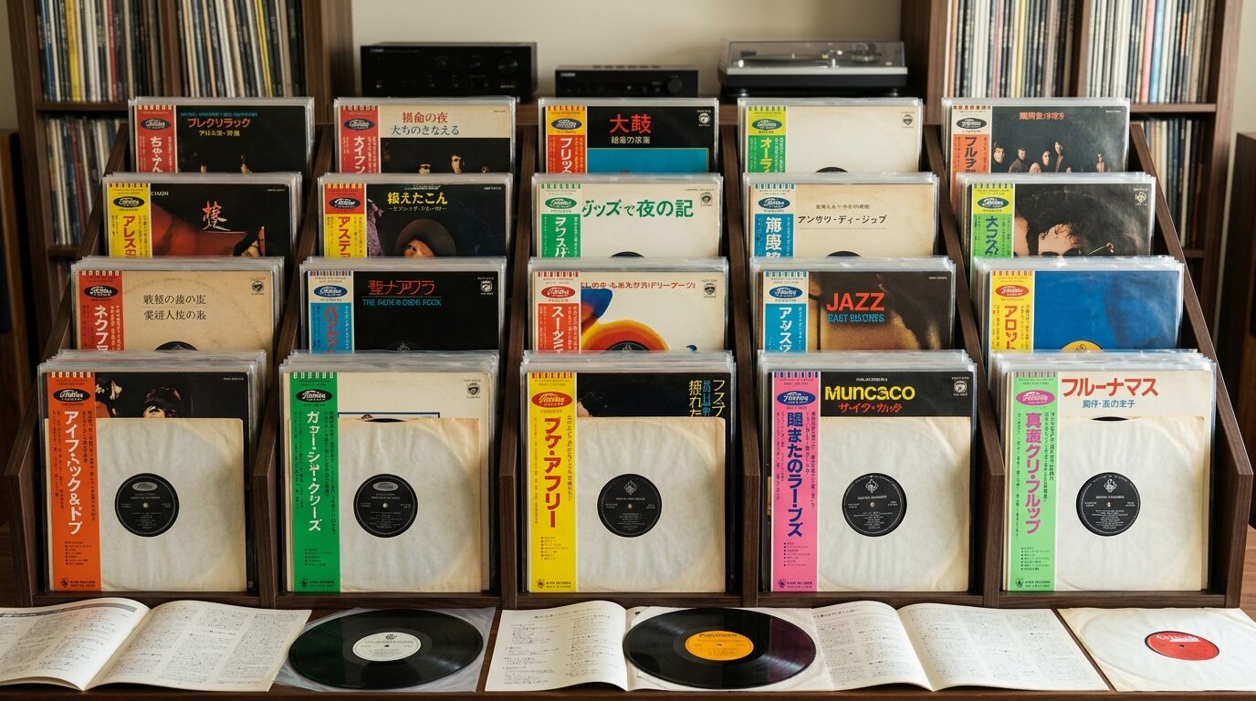 帯・ライナーノーツなど付属品が揃ったレコード