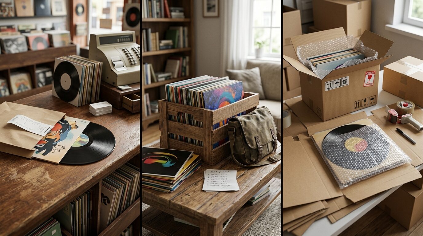 レコード買取の3つの方法を比較する写真