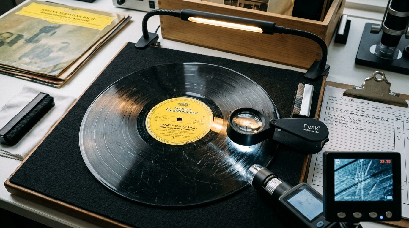 状態確認中のクラシックレコード査定シーン