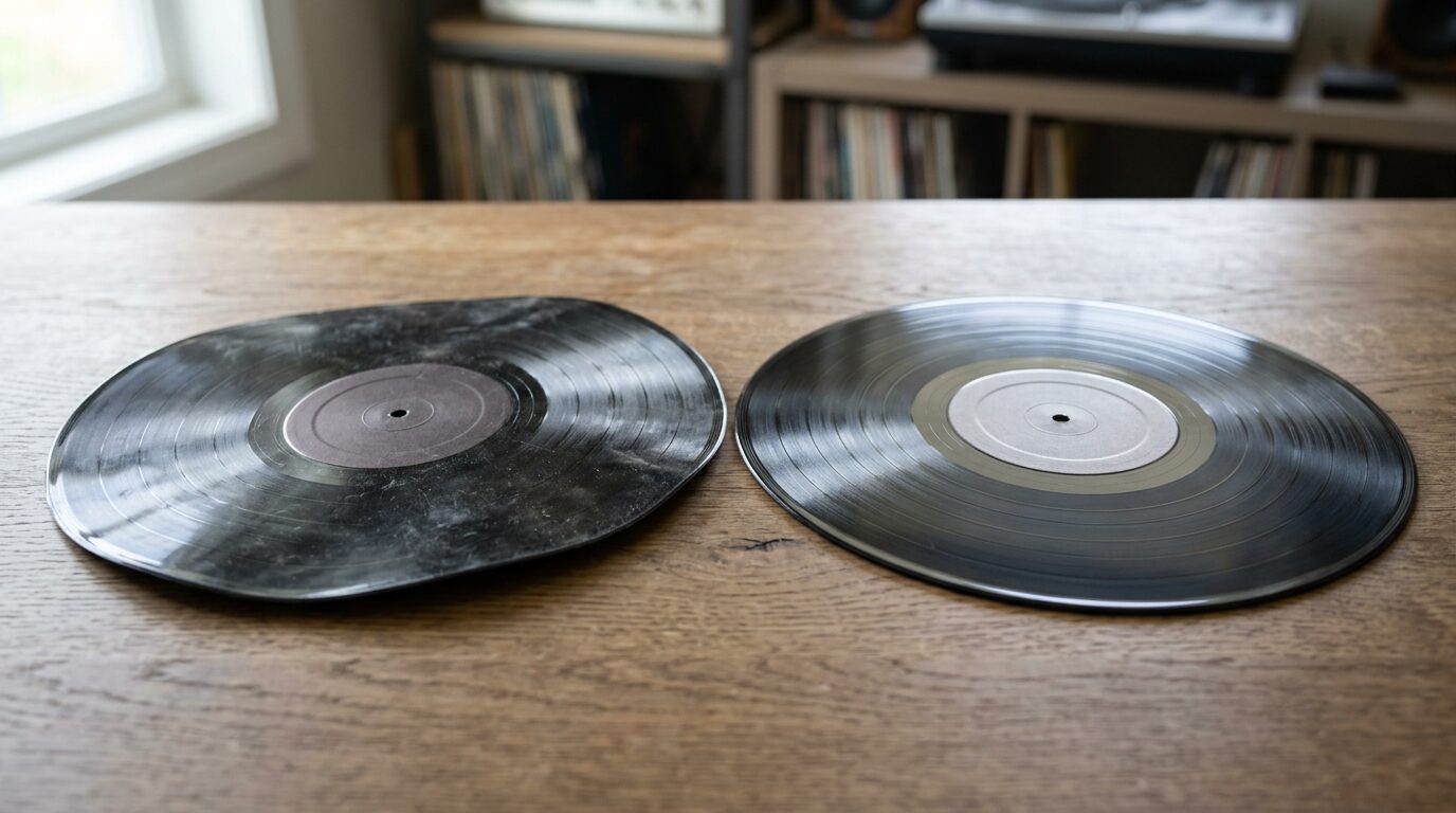 傷や反りのあるレコードのイメージ