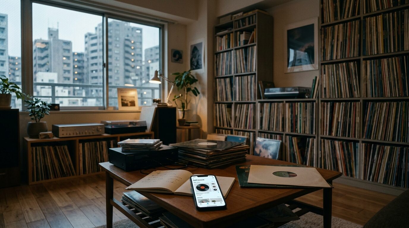 東京でレコード売却方法を検討するコレクター