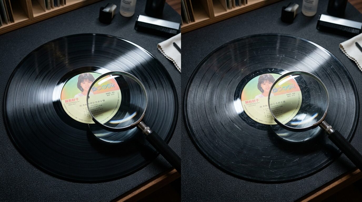 レコードの状態グレード確認作業