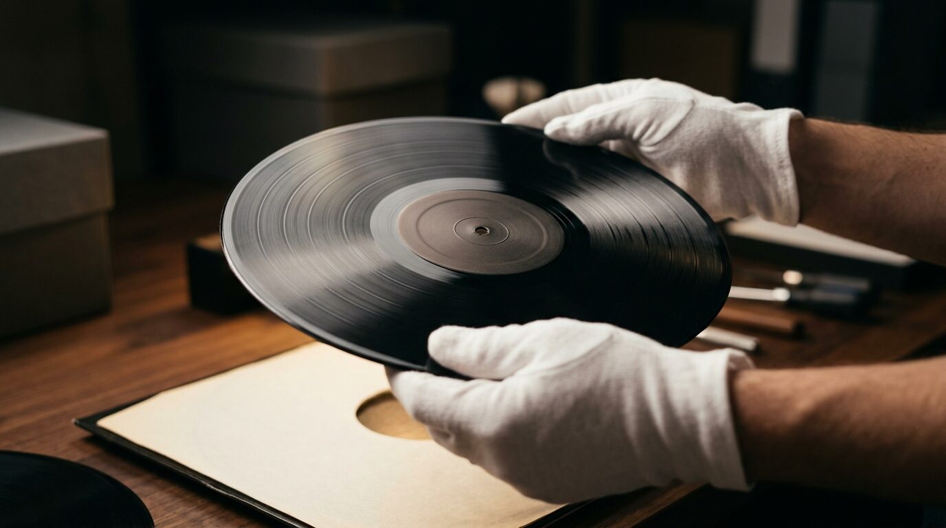 レコードを丁寧に扱う保管・査定のイメージ