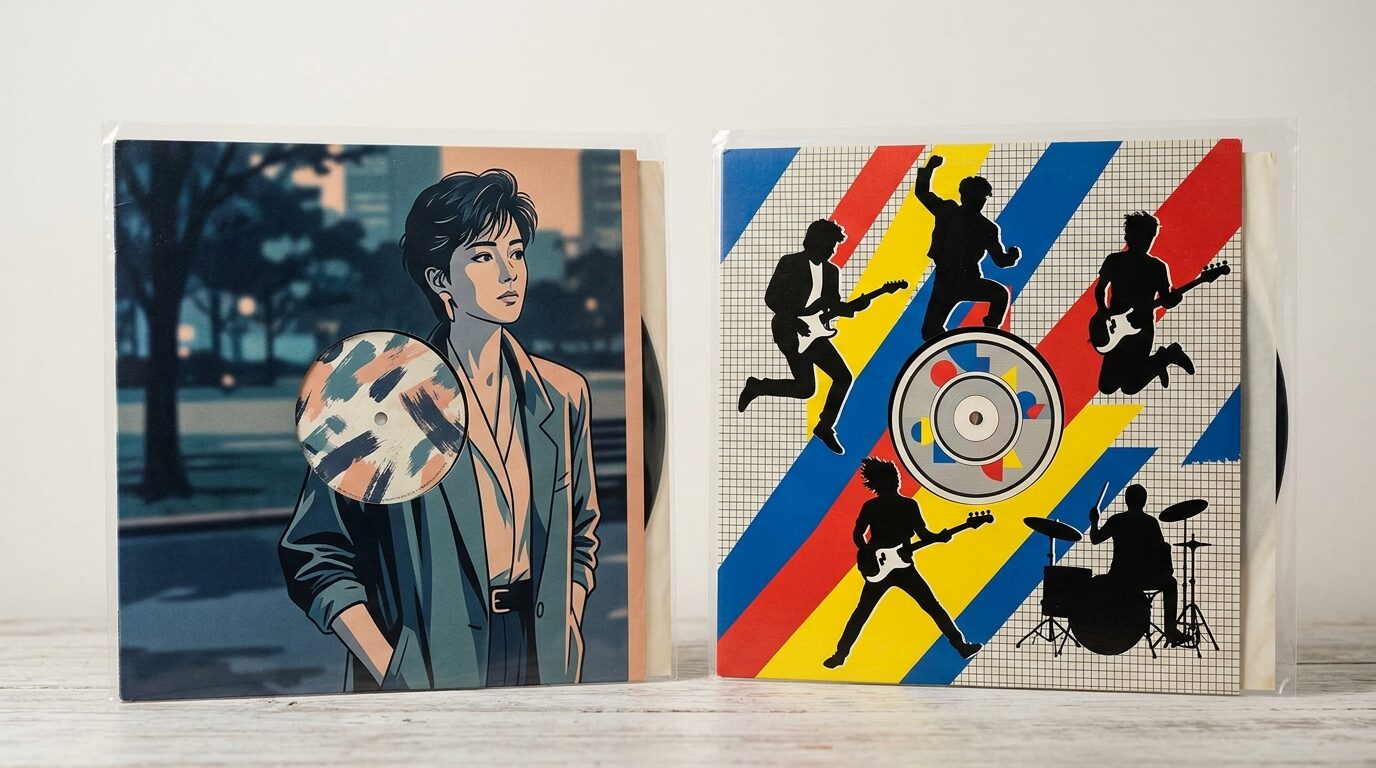 ソロ名義とグループ名義のレコード比較