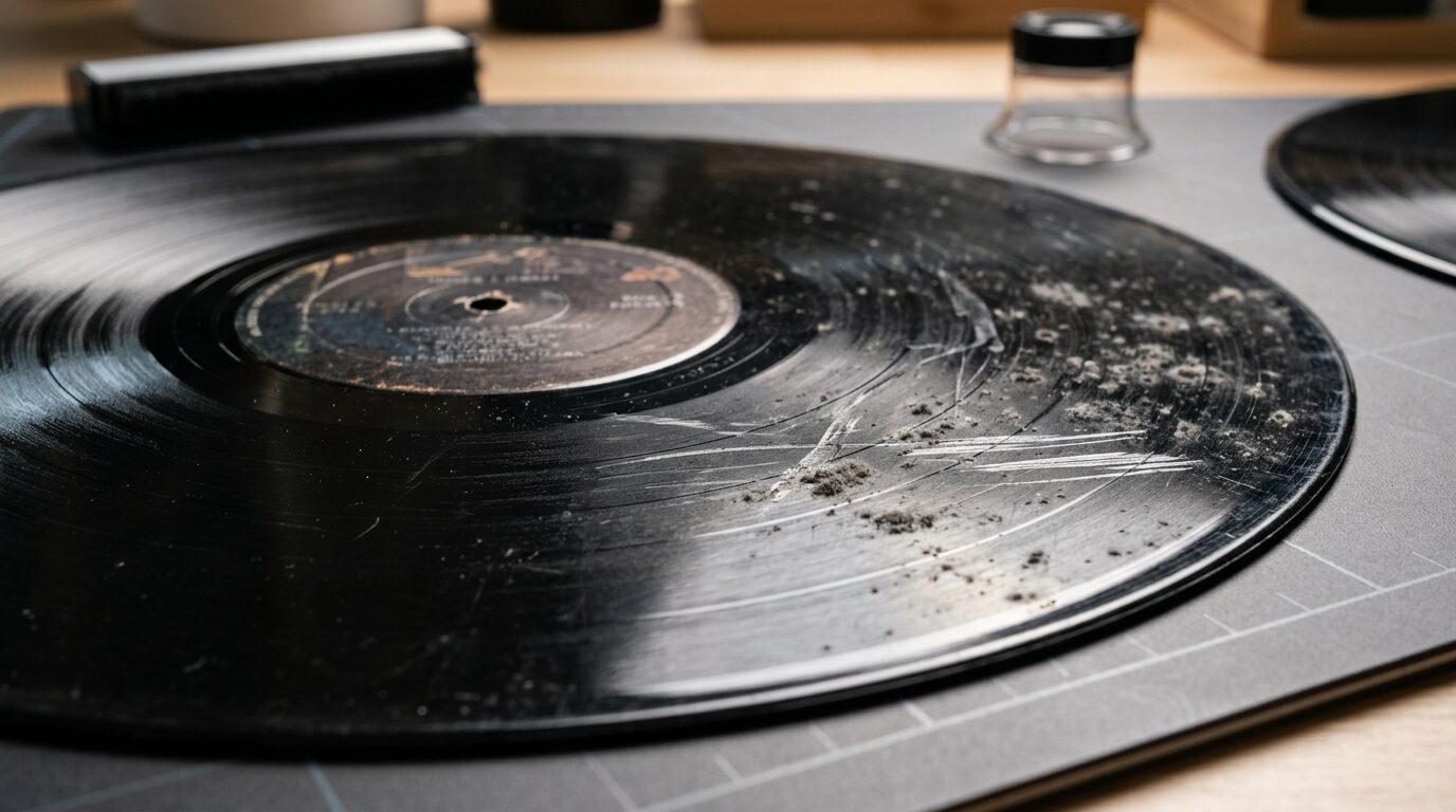 レコード盤面の状態（カビ・スリキズ）の確認