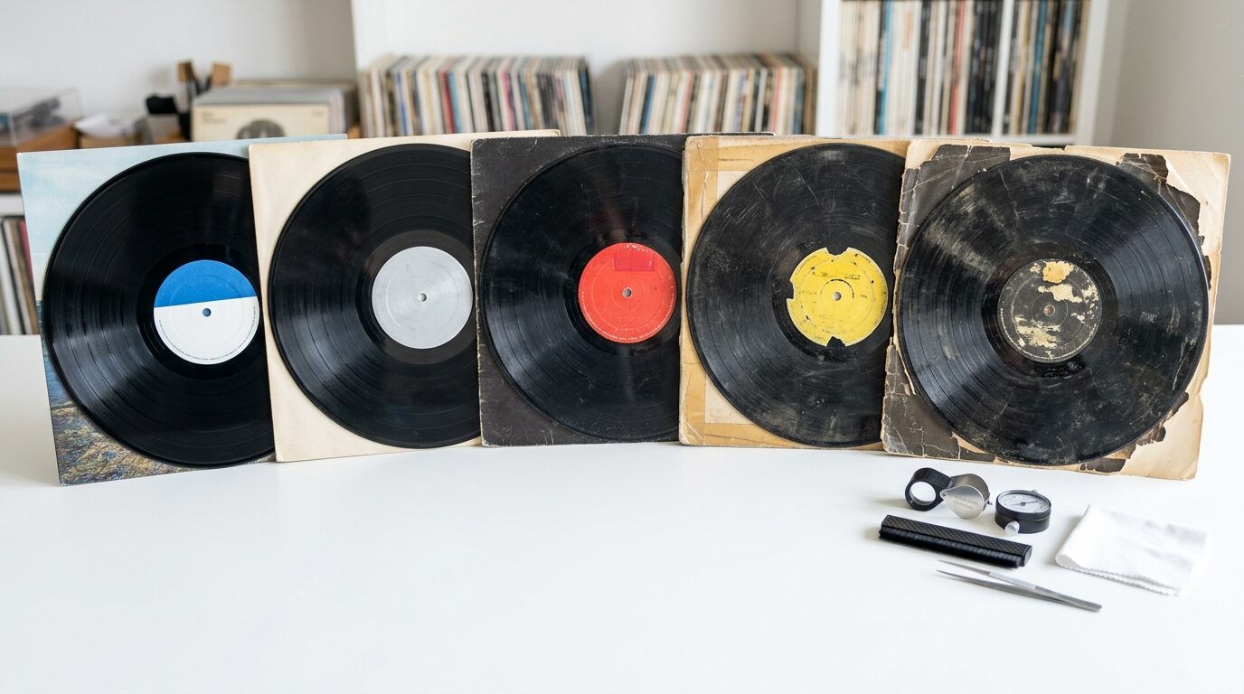 レコードのコンディション査定シーン