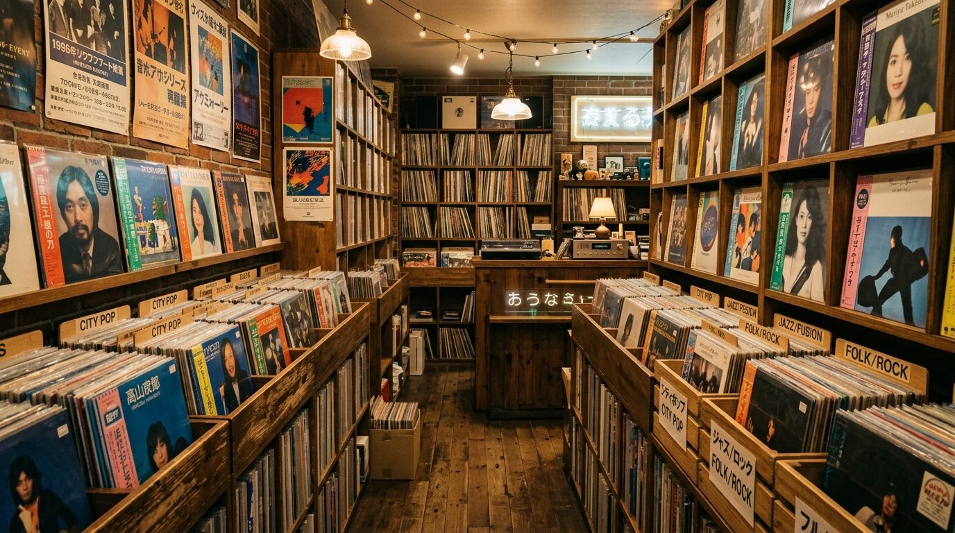 レコード専門店の店内風景