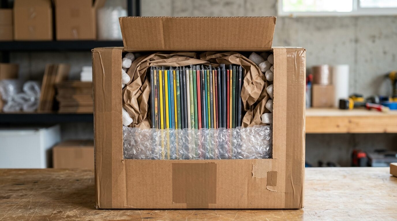 レコードの安全な梱包方法（縦入れ・緩衝材）