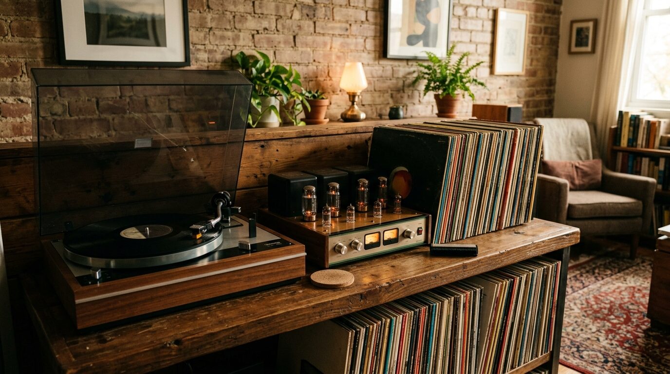 レコードとオーディオ機器のまとめ売りイメージ