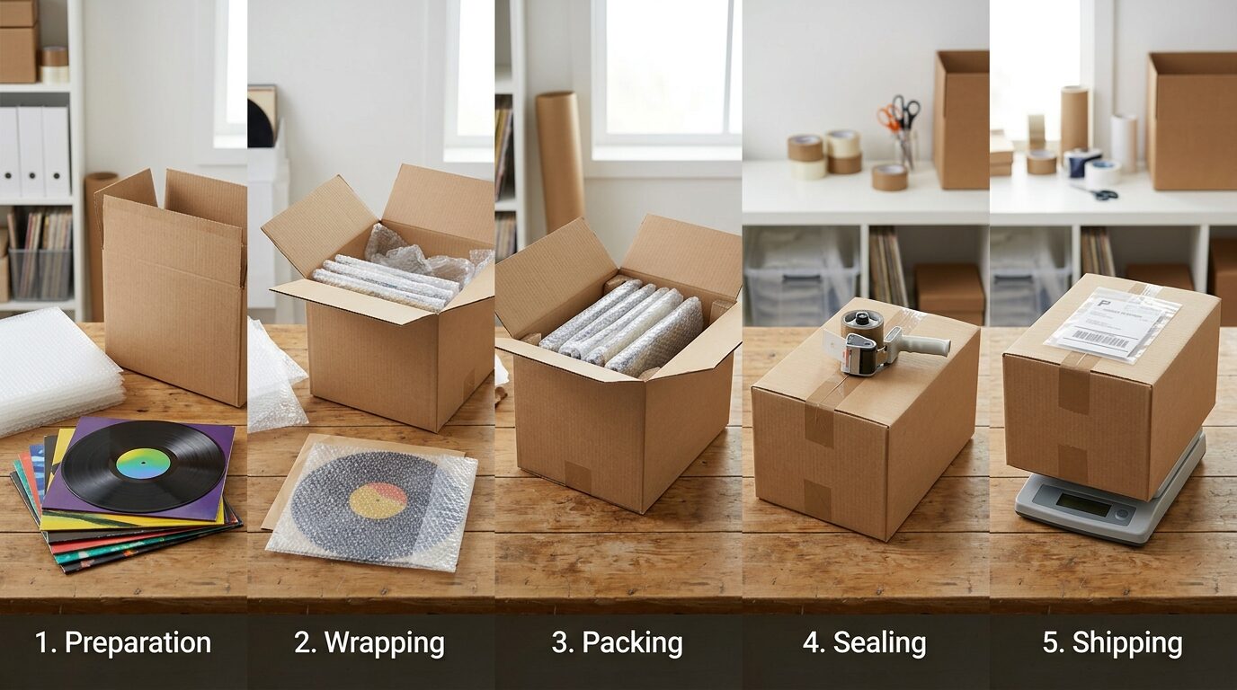 レコード宅配買取の申込から入金の5ステップ