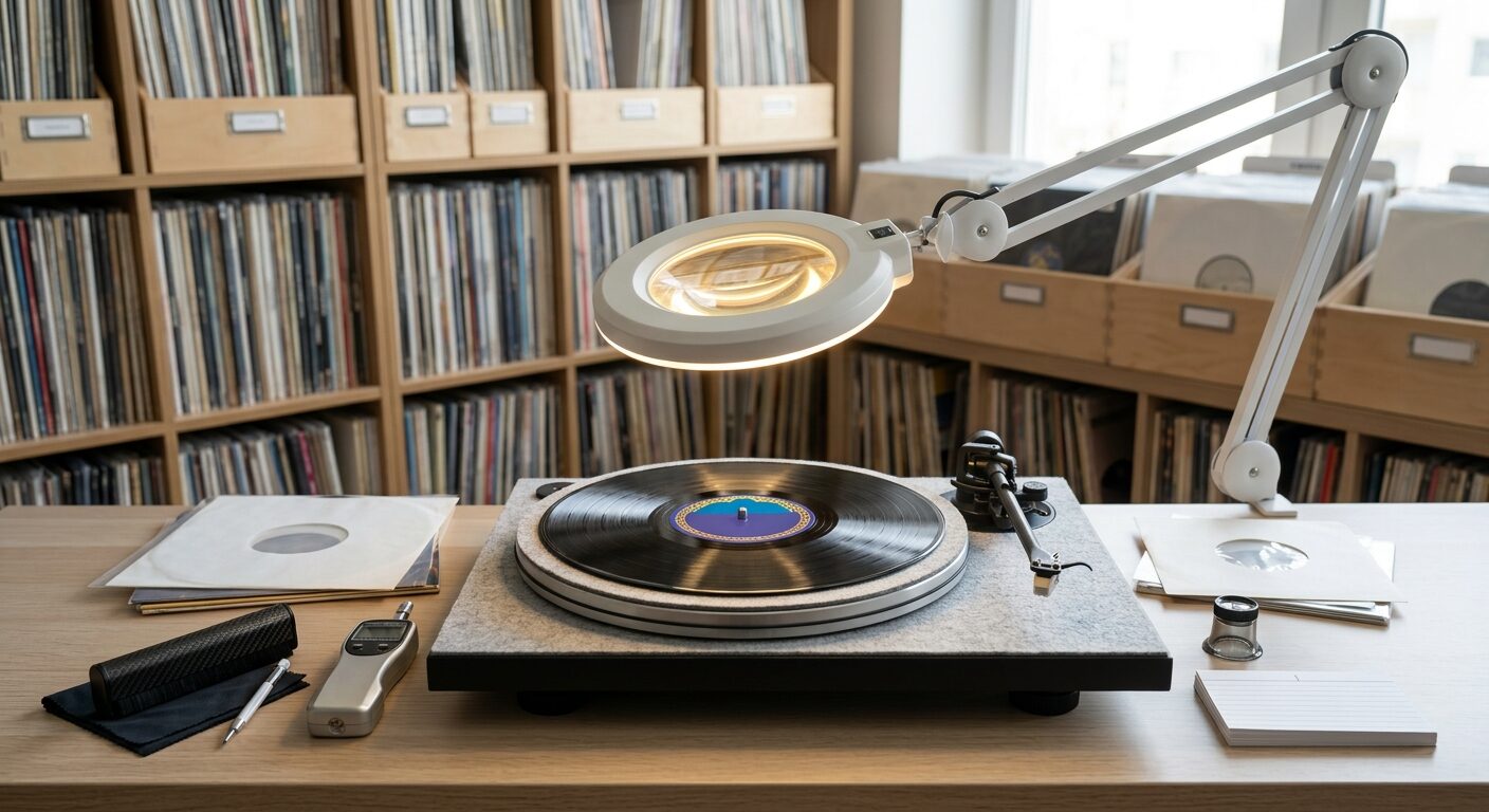 専門査定士によるレコード査定の様子