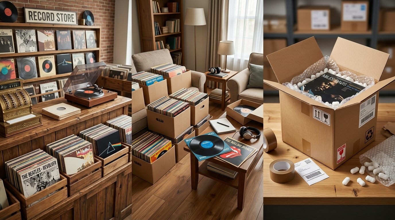 レコード買取の3つの方法（店頭・出張・宅配）のイメージ