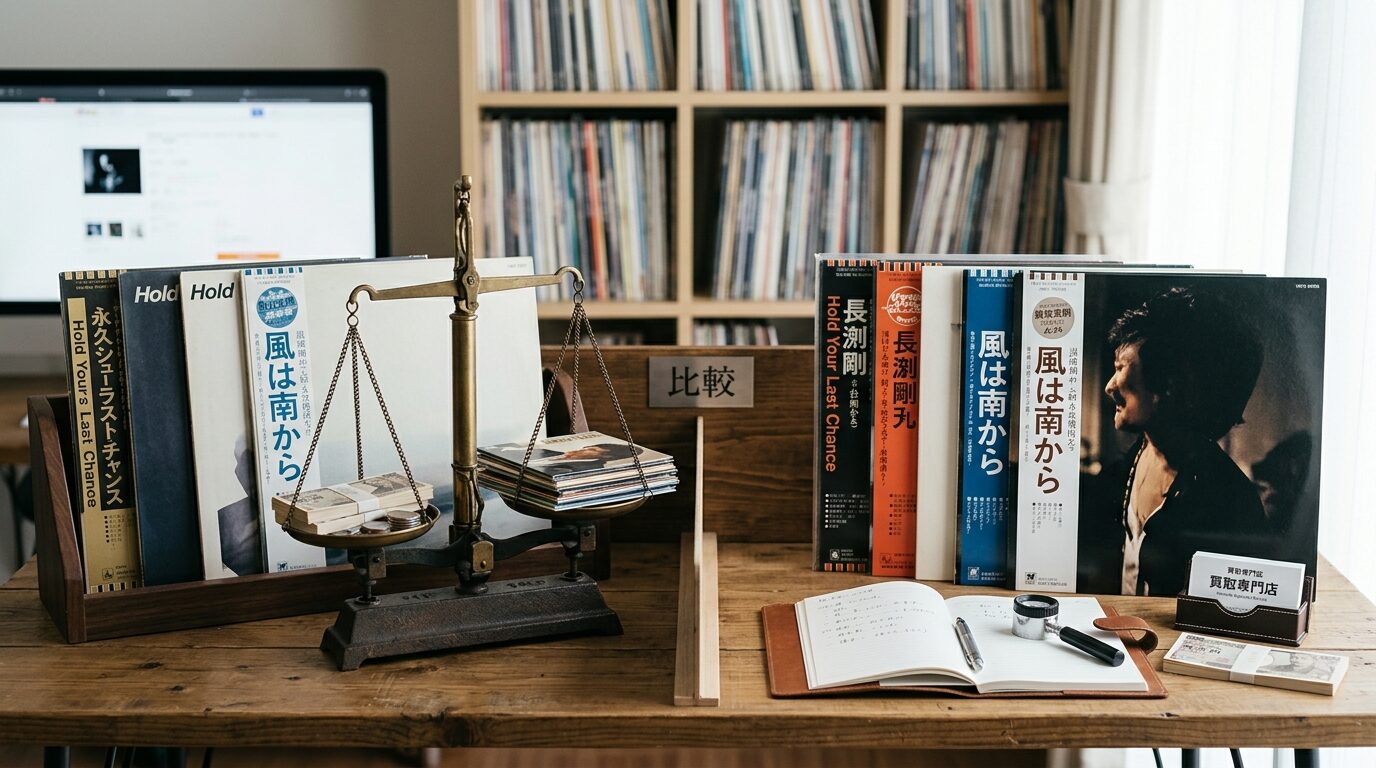 長渕剛レコードのオークション相場と買取業者査定の比較のイメージ