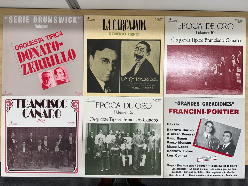 アルゼンチンタンゴのLPレコード6枚。ドナート、ロベルト・フィルポ、フランシスコ・カナロなどの作品。