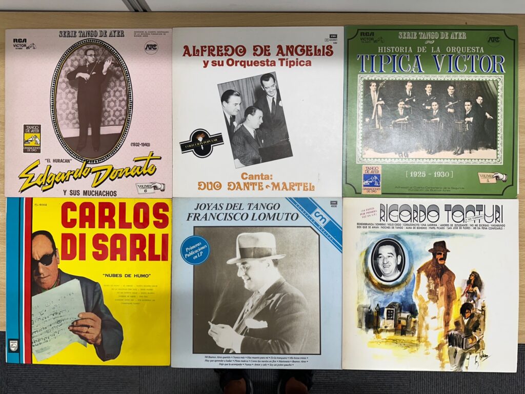 アルゼンチンタンゴのLPレコード6枚のジャケット。エドガルド・ドナート、カルロス・ディ・サルリらの作品